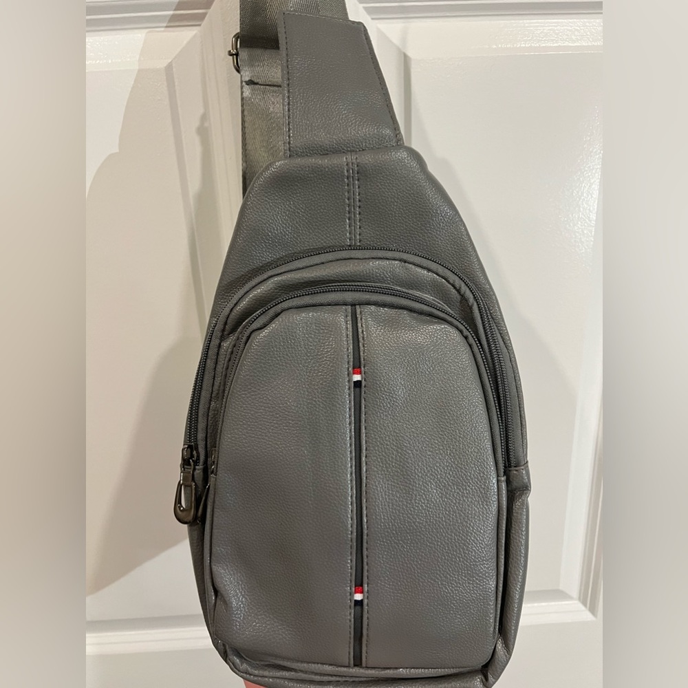 Westend Grey Faux Leather Should Bag Backpack Zipper One Size Strap Multi Pocket